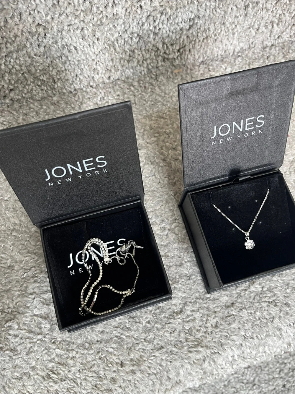 Jones New York Silver Bracelet Watch with Black Dial and Green Accent